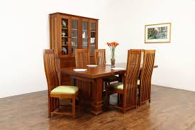 Live edge dining room tables newwoodworks craftsman dining tables new york. Sold Arts Crafts Mission Cherry Vintage Craftsman Dining Set Table 6 Chairs 37213 Harp Gallery Antiques Furniture