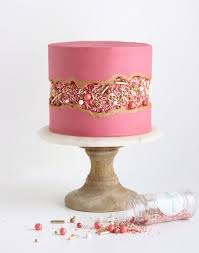 Then it's covered in pink vanilla buttercream roses for a perfectly pretty finishing touch. Vintage Rose Gold Sprinkle Fault Line Cake Sprinkle Pop