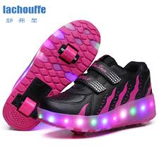 Kids Glowing Sneakers With Wheels Led Lights Up Shoes Women Roller Led Lighting Shoes Child Sports Boy Luminous Sneaker Eu 27 41 Walking Shoes Aliexpress