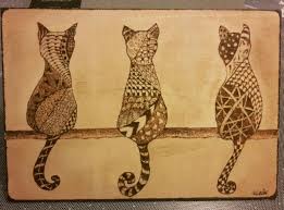 Ahsap Yakma Kediler Mandala Woodburning Cats Pyrography Wood Burning Art Art Pyrography