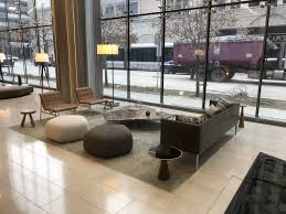 609 Main Building Lobby Seating Areas Lobby Design Farmhouse Stools Interior Deisgn