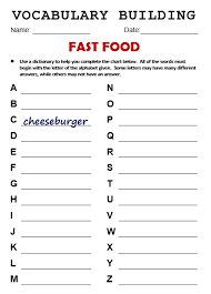 Fast Food English Lesson Plans Esl Lesson Plans Describing Words