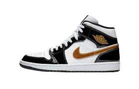 Shop the air jordan 1 mid 'perforated white university gold' and discover the latest shoes from air jordan and more at flight club, the most trusted name in authentic sneakers since 2005. Nike Jordan 1 Mid Patent Black White Gold 852542 007 Fastsole