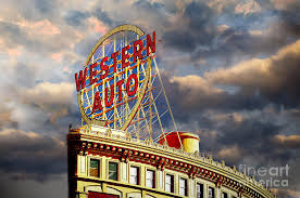 Kansas city chiefs logo colors. Western Auto Sign Kansas City Chiefs Colors Photograph By Andee Design