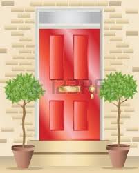 An Illustration Of A Bright Red Shiny Front Door With Brass Fittings Front Door Brass Fittings Fittings