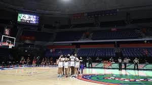 A basketball court is 94 feet (31.3 yards) long, or about 1/4 the size of a football field. Women S Basketball Versus Fsu Postponed Florida Gators