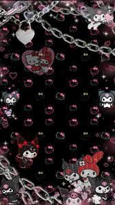 Sanrio Goth Wallpaper Hellokitty Kuromi Mymelody Chains Pastelgrunge Grunge Aesthetic Past Hello Kitty Iphone Wallpaper Goth Wallpaper Emo Wallpaper