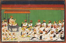 A Raja Presides Over His Audience - Mewar Rajasthan School 19Th Century - Indian Vintage Miniature Painting - Vintage Indian Miniature Art Painting - ...