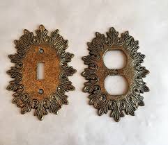 Vintage Ornate Metal Switch Plate Covers Brass Decorative Etsy Decorative Light Switch Covers Switch Plate Covers Brass Decor