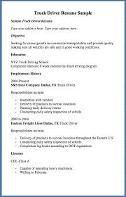 entry level truck driving resume