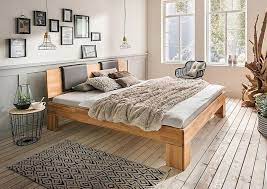 Massivholzbett bett schlafzimmerbett tokyo buche massiv 90x200 cm. Massivholz Bett 180x200 Mit Leder Polster Kernbuche Geolt Doppelbett Holzbett Ebay