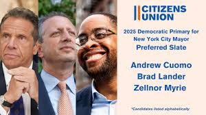 📣 Citizens Union Announces Preferred Slate of Candidates for NYC Mayor in  the Democratic Primary New York City is at a critical crossroads — facing  crises in public trust, affordability, and basic