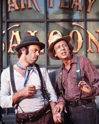 The Apple Dumpling Gang 1975 Tim Conway Don Knotts outside saloon 8x10  photo - The Movie Store