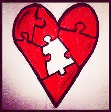 When your heart is broken, wear a broken heart. Pencil Puzzle Piece Heart Broken Heart Tattoo Broken Heart Painting Doodle Drawings