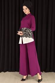 Modamerve Dantel Detay Tunik Pantolon Ikili Takim Fusya Rzg 6624 Moda Stilleri Pantolon Tunik