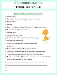 This Free Baby Shower Photo Checklist Is Perfect For Diy Baby Showers And To Create Memory Books And Photo Checklist Baby Shower Planning List Free Baby Shower