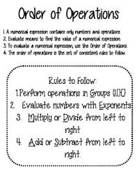 Order Of Operation Anchor Chart Worksheets Teaching