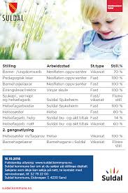 Suldal kommune gjer merksam på at søkjarlistene kan verta offentleggjorde. Suldal Vekst Jobb I Suldal Kommune Ledige Stillingar Facebook