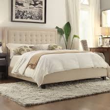 Scopri ricette, idee per la casa, consigli di stile e altre idee da provare. King Size Beige Upholstered Bed With Button Tufted Headboard Footboard Upholstered Headboard Bedroom Headboard Upholstered Panel Bed