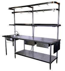 Stainless steel kitchen rack ukrainian keyboard type. Really Cool Stainless Steel Prep Unit With Sink And Pot Hangers Meja Dapur Dekorasi Rumah Dapur