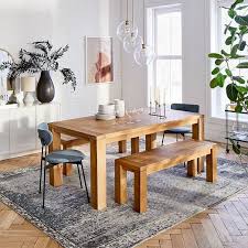 Distressed Ensi Rug In 2020 Oak Dining Table Dining Table With Bench Wood Dining Table