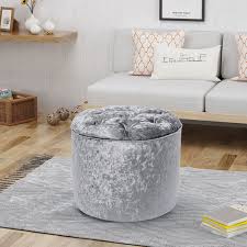 A great trick for parties with lots of snacks, put a tray on top of your pouf and presto! Diamond Foot Rest Pouffe Stool Crushed Velvet Footstool Coffee Table Dress Chair Grey