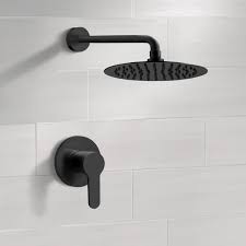 Matte Black Shower Faucet Set With Rain Shower Head In 2021 Black Shower Faucet Shower Faucet Black Shower