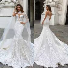 Newarrivaldress offers mermaid & trumpet wedding dresses cheap both in long sleeve and plus size styles. 2019 Gorgeous Mermaid Lace Wedding Dresses With Cape Sheer Plunging Neck Bohemian Wedding Gown Appliqued Plus Size Bridal Vestidos De Novia Amazing Wedding Dres Backless Wedding Dress Cape Wedding Dress Wedding