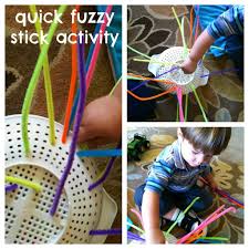 The Dizzy Mom Quick Fuzzy Stick Activity Motor Skills Activities Preschool Fine Motor Fine Motor Skills Activities
