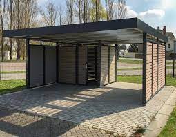 Siebau Dubbele Carport Met Wandelement Wpc En Uitrustingsruimte Carport Dubbele En Met Siebau Uitrustingsruimte W Pergola Carport Ideeen Pergola Patio