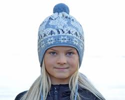 Gorro azul para niños Gorro de invierno de lana escandinava de punto para  niños con patrón de reno nórdico islandés Fair Isle