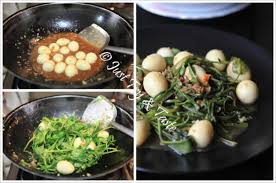 Resep Tumis Kangkung Tauco Dengan Telur Puyuh Ide Makanan Makanan Tumis