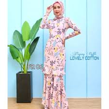 Cara potong baju kurung moden biasa & kembang payung. Kurung Moden Ruffle Kain Kembang Payung Shopee Malaysia