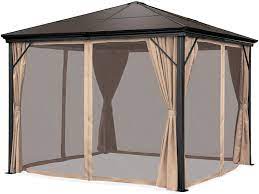 Gazebo side panels, garden canopies and pergola covers made to your exact specification. Amazon Com Best Choice Products 10x10ft Hardtop Gazebo Outdoor Aluminum Canopy For Backyard Patio Garden W Side Curtains Mosquito Netting Zippered Door Garden Outdoor