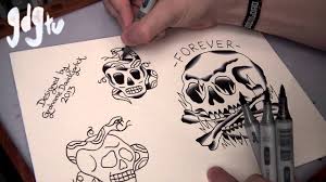 Tattoo stencils are both loved and hated within the industry and in tattoo culture. How To Paint Tattoo Flash With Markers Old School Skull And Snake Designs Youtube