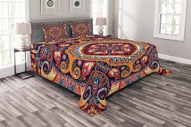 Maybe you would like to learn more about one of these? Buy Ambesonne Paisley Bedspread Style Ornamental Rug Pattern Inspired Design With Flowers And Leaves Decorative Quilted 3 Piece Coverlet Set With 2 Pillow Shams Queen Size Dark Purple Online In Vietnam B07hz1274k