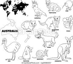 Free coloring pages, choose from more than 1000 coloring pages to print. Educational Illustration Of Australian Animals Color Book Page Black And White Educational Cartoon Illustration Of Canstock