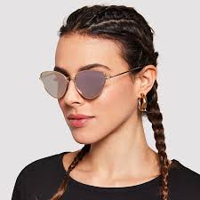Hane14 Gold Metal Cerceveli Cat Eye Gunes Gozlugu Aynali Pembe