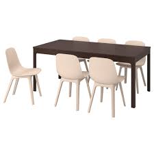 Ekedalen Odger Table And 6 Chairs Dark Brown White Beige 70 7 8 94 1 2 Dark Table Chair Beige Chair