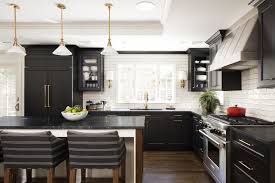 kitchen cabinets with dark counters