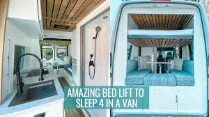 With an electric rv lift from burr, you'll be travelling with ease in no time. Family Van Tour Amazing Bed Lift That Sleeps 4 With A Full Bathroom Sprinter Van Conversion Youtube