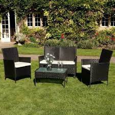 Black rattan garden chairs ukfcu. Wido 4 Piece Black Rattan Effect Garden Furniture Set For Sale Online Ebay