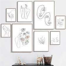 Jul 28, 2021 · thus, wall art such as decals, posters, paintings and more can make or break the visual harmony of a space. Line Draw Face Canvas Poster Nordic Style Print Scandinavian Flower Wall Art Painting Decoration Pict Living Room Art Prints Flower Wall Art Wall Art Painting