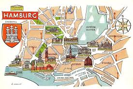 Vintage Germany Map Picture Map Of Hamburg Germany Pictorial Map Fra 4476 Germany Map Pictorial Maps Map Pictures