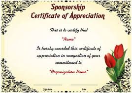 Certificate Of Appreciation For Sponsorship Certificate Templates Certificate Of Appreciation Certificate Design Template