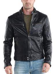 Men Ehs Stylish Slim Fit Front Ykk Zipper Lambskin Biker Leather Jacket Mj 102 Leather Jacket Men Black Leather Jacket Men Black Leather Bomber Jacket