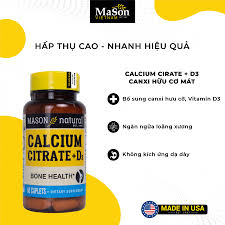Mason Natural Calcium Citrate + D3 - Canxi hữu cơ mát