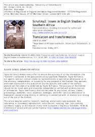 Pdf Translation And Transformation Antjie Krog S Translation Of Indigenous South African Verse Into Afrikaans