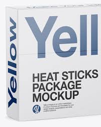 Download Tobacco Heating System With Heat Sticks Package Mockup In Box Mockups On Yellow Images Object Mockups