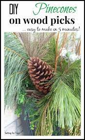 A pretty centerpiece, alone in a vase or. Diy Pinecones On Wood Picks Diy Pinecone Wood Pick Pine Cones